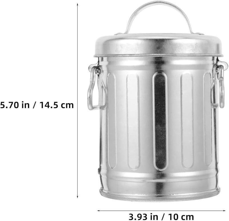 Galvanized Steel Windproof Ashtray With Lid Mini Desktop Trash Can For Home Office Kitchen - Image 2